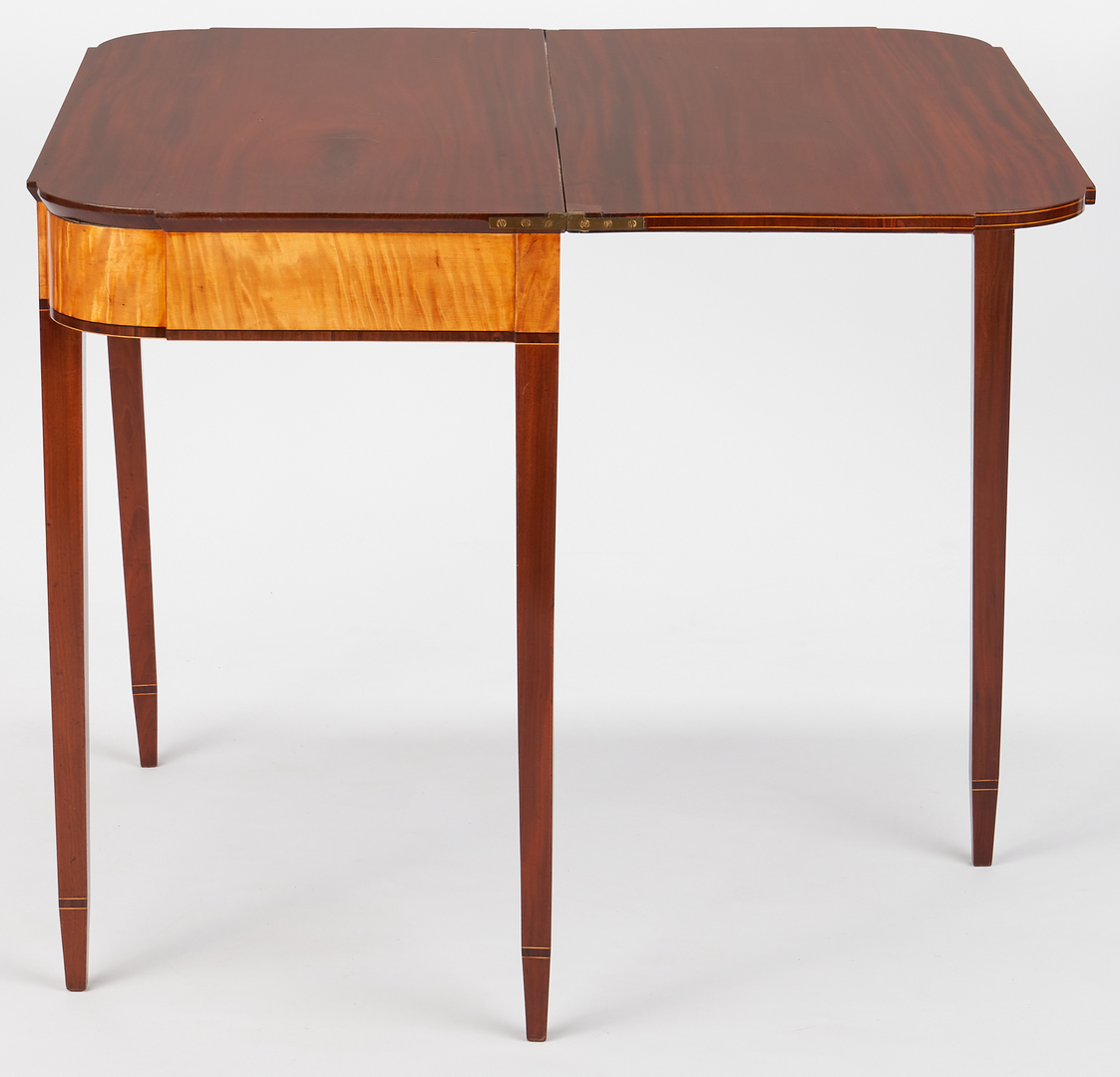 Lot 231: Federal New England Card Table, Tiger Maple Inlay