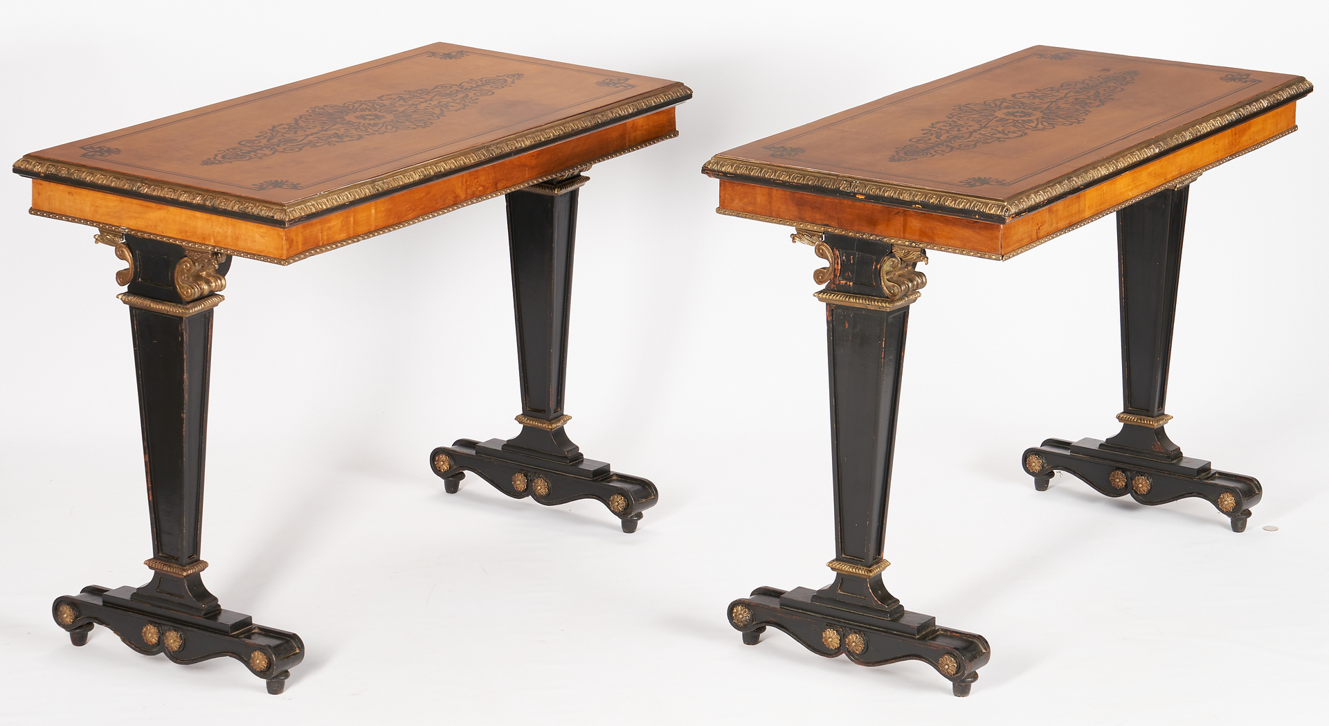 Lot 234: Pair Continental Neo-Grec or Regency Style Pier Tables