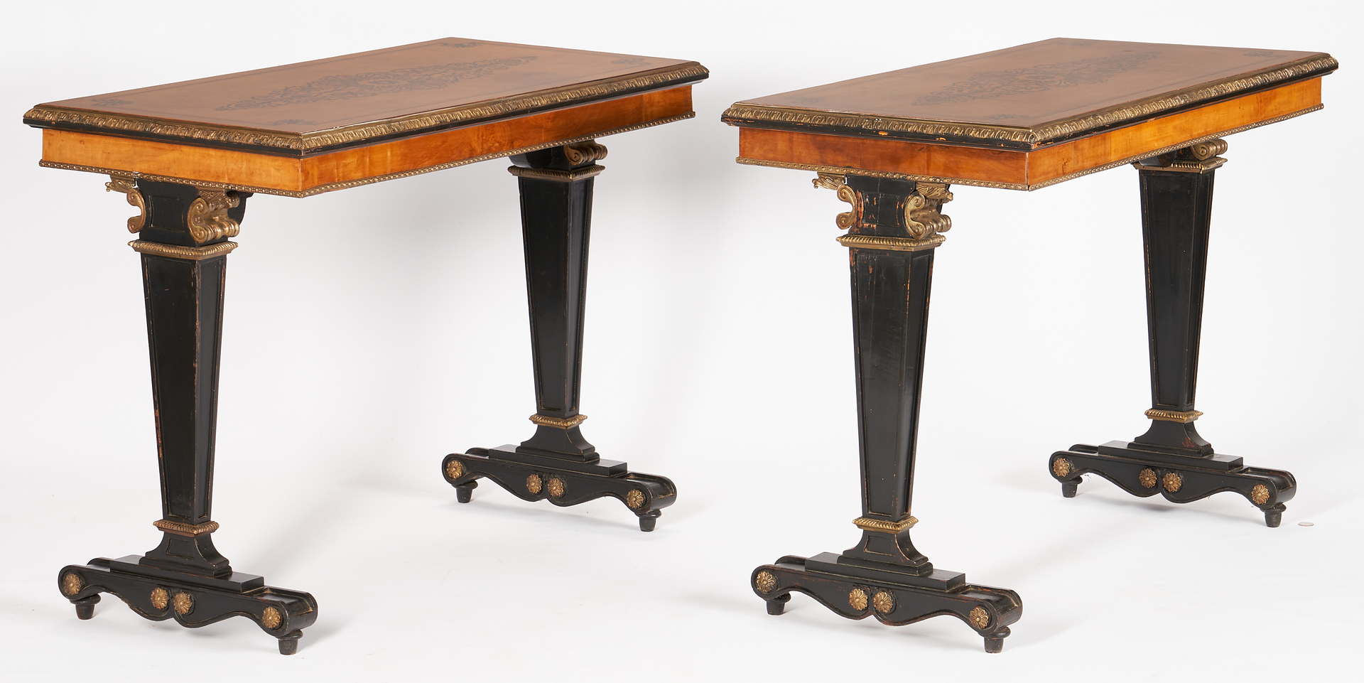 Lot 234: Pair Continental Neo-Grec or Regency Style Pier Tables