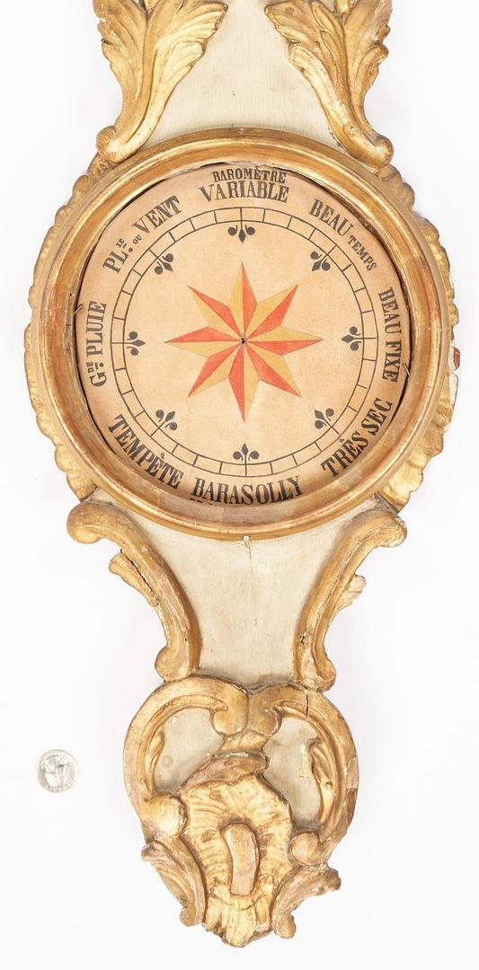 Lot 241: French Rococo Barometer & Neoclassical Wall Ornament, 2 items
