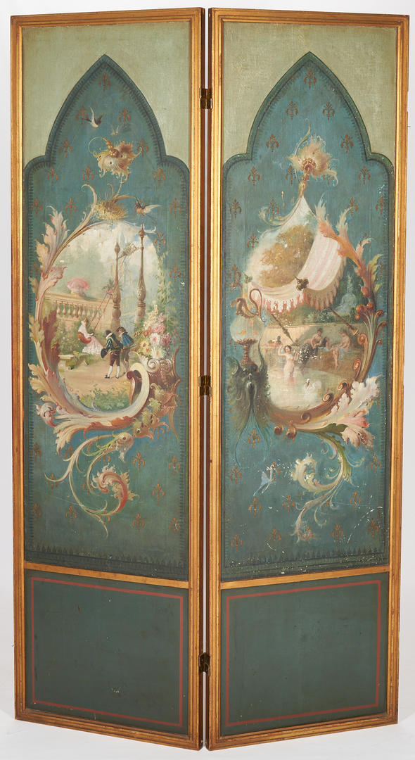 Lot 242: 4 Panel Hand Painted French Screen