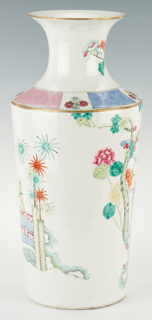 Lot 29: Chinese Famille Rose Porcelain Rouleau Vase, Qing