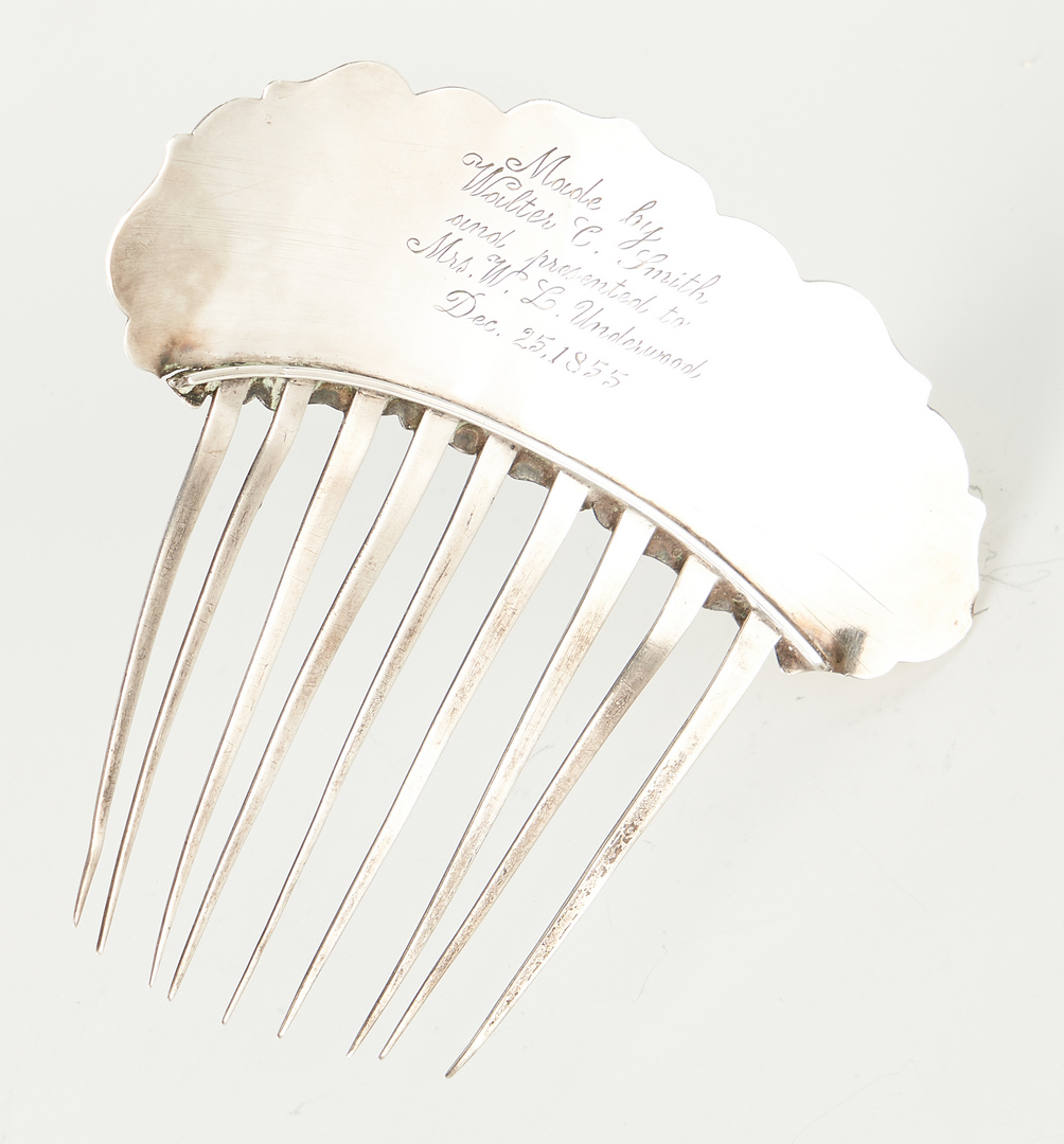 Lot 302: KY Coin Silver Hair Comb, W.C. Smith