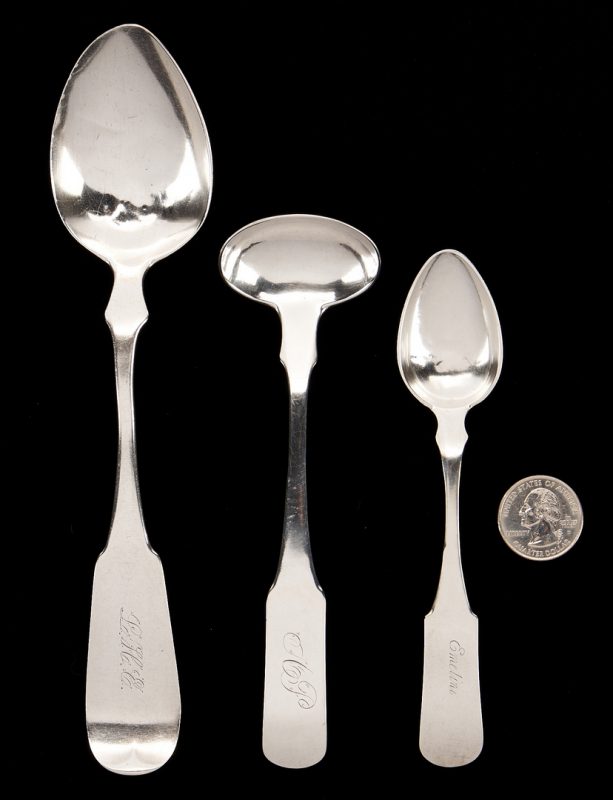 Lot 313: Meek Frankfort KY Coin Silver Ladle & 2 Spoons