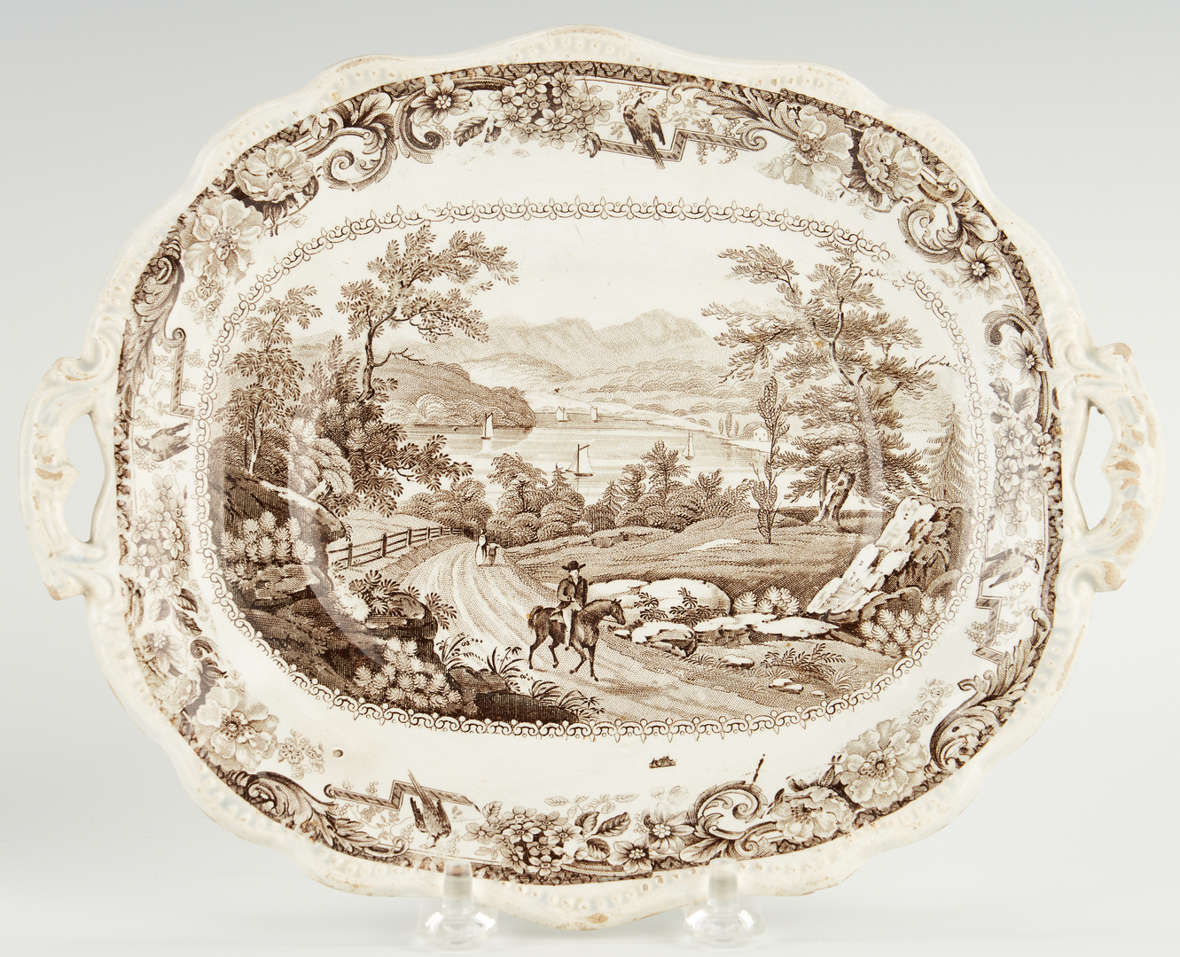 Lot 329: Two (2) Historical Staffordshire Platters, Hudson River