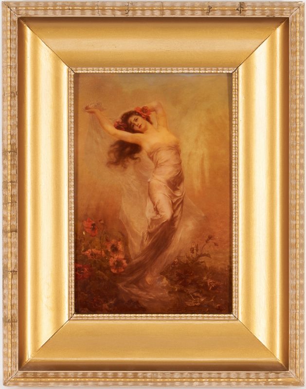 Lot 332: Edouard Bisson Reverse Glass Painting of a Woman