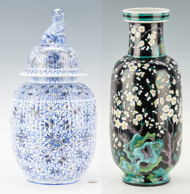 Lot 347: 2 Chinese Style Porcelain Vases, Cartier and Tiffany
