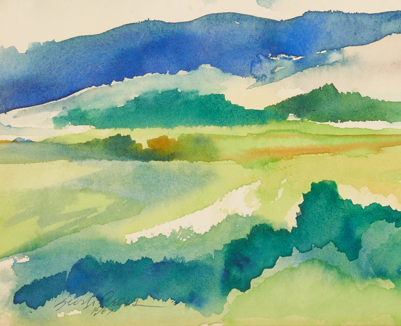 Lot 352: George Cress Watercolor Landscape Painting