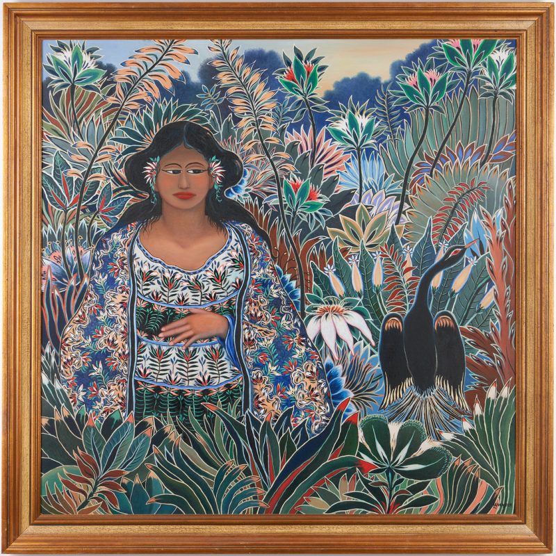 Lot 353: Exhibited Paul Lancaster O/C Painting, Tropical Princess