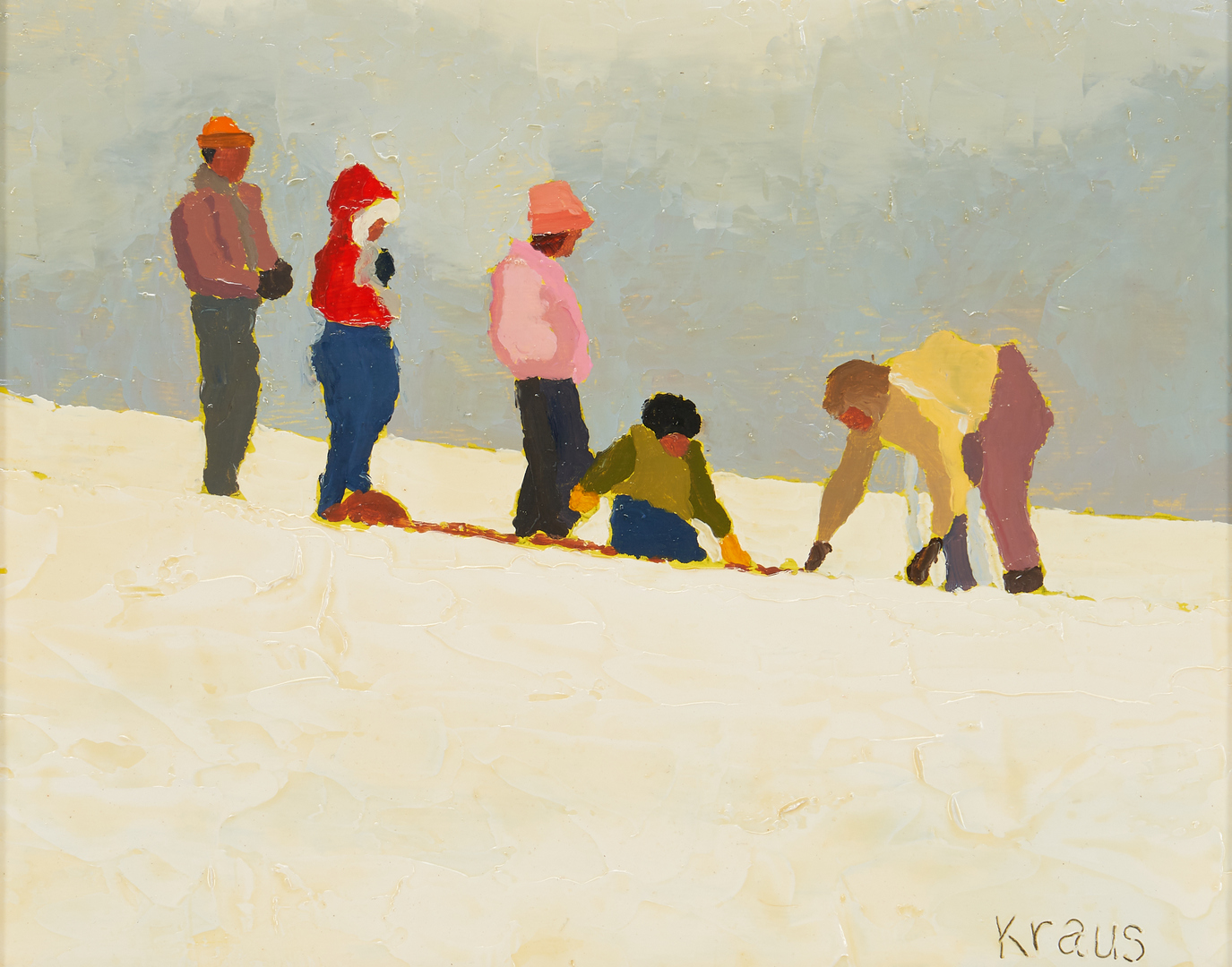 Lot 360: Harold Kraus O/B Painting, Snow Day #3