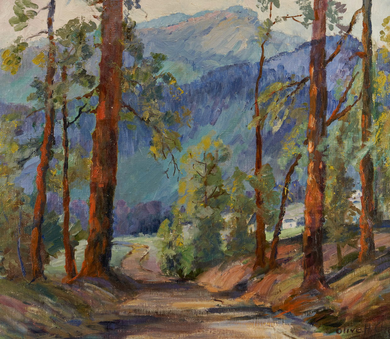 Lot 365: Olive Chaffee O/C Painting, Mountain Landscape