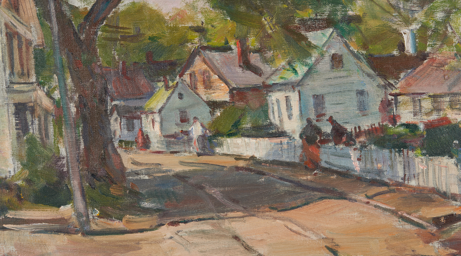 Lot 377: Carl W. Peters O/C Painting, Pleasant St.-Rockport