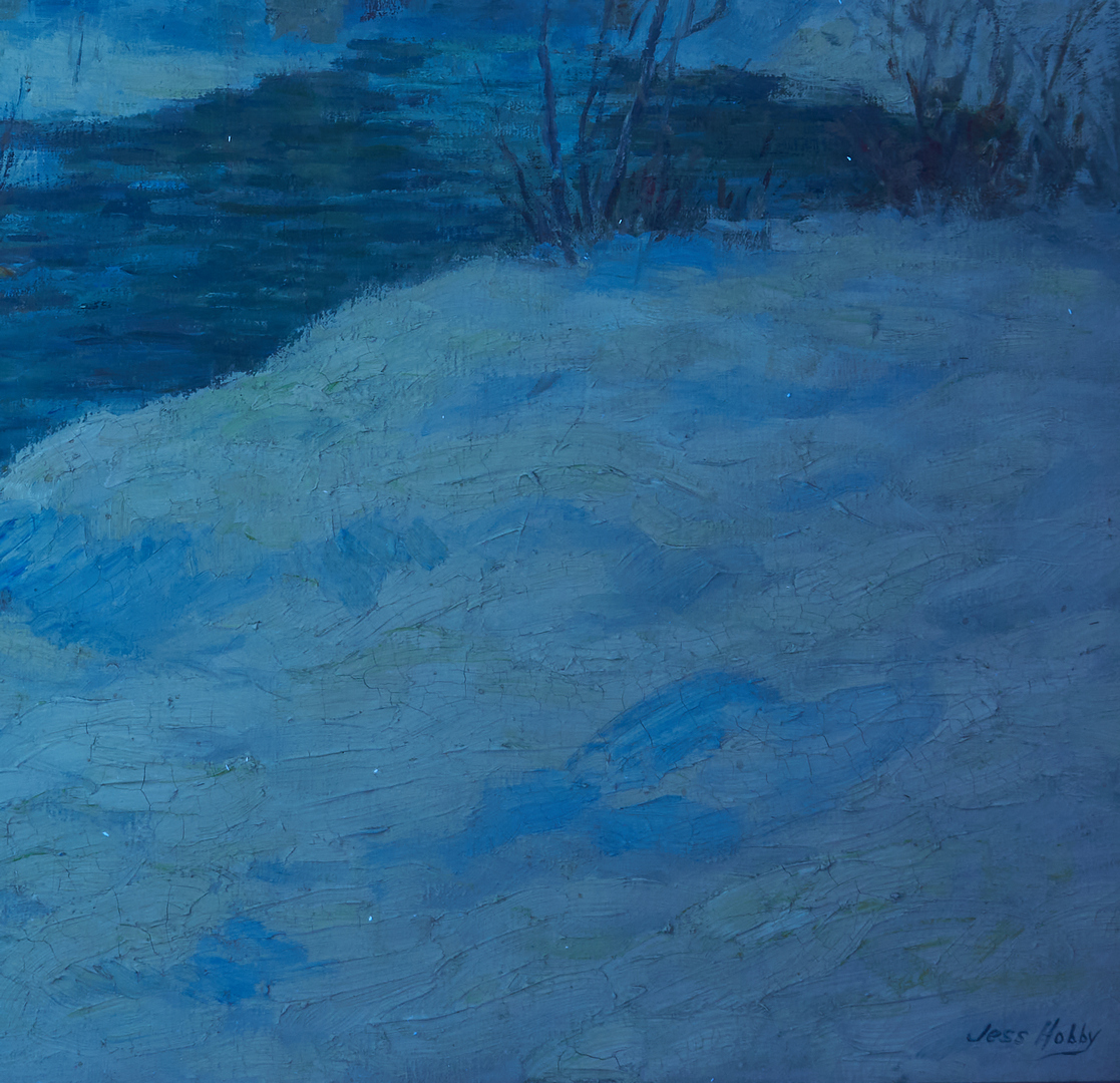 Lot 381: Jesse Hobby Oil on Canvas Snow Landscape