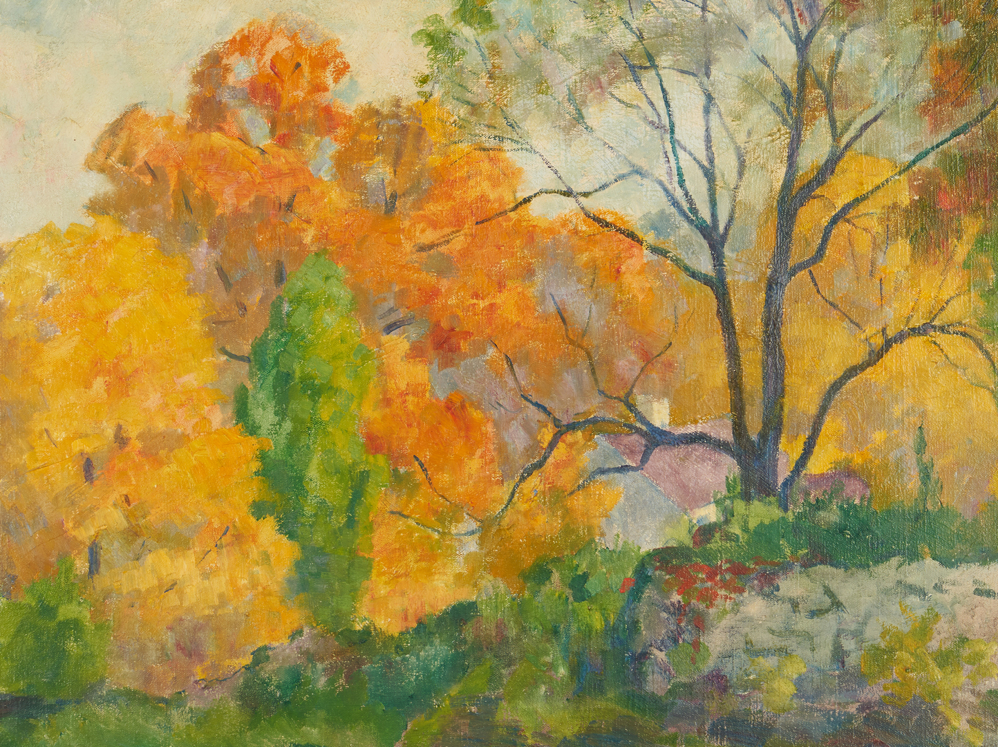Lot 386: Attr. Bernhard Gutmann O/C Painting, Autumn Landscape