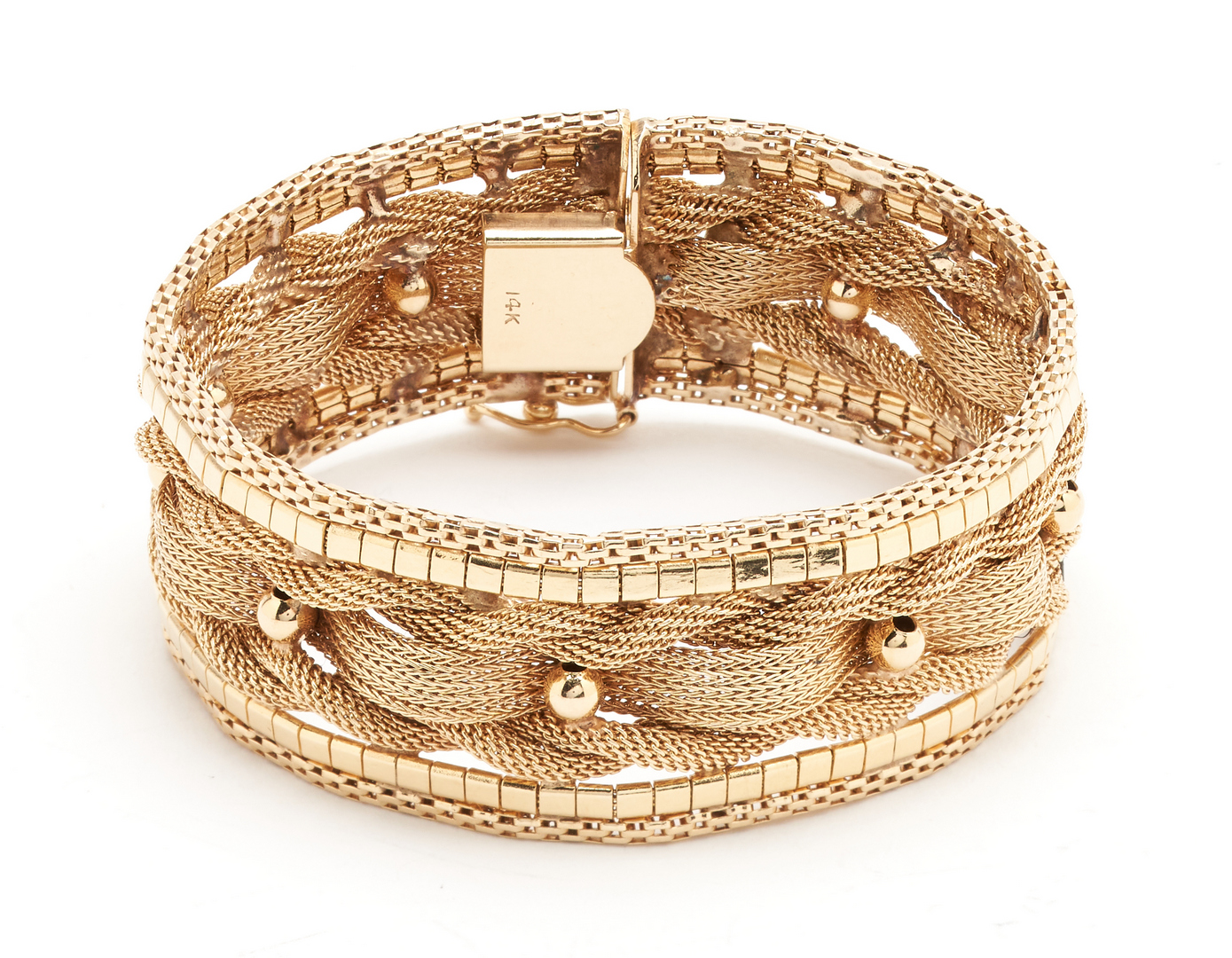 Lot 42: Ladies 14K Woven Gold Bracelet, 51 grams
