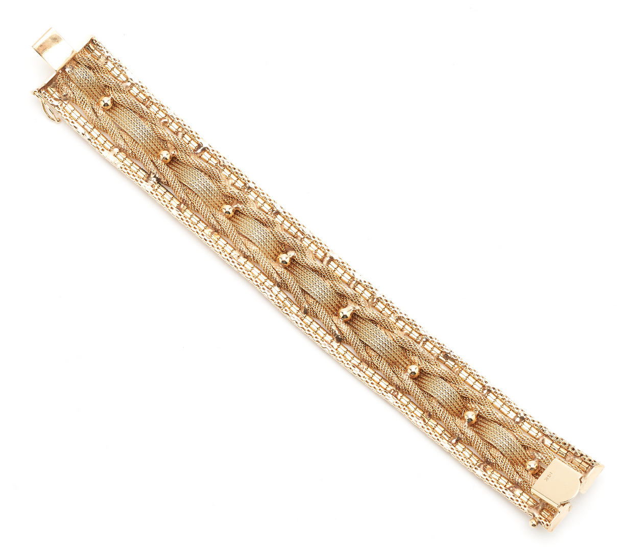 Lot 42: Ladies 14K Woven Gold Bracelet, 51 grams