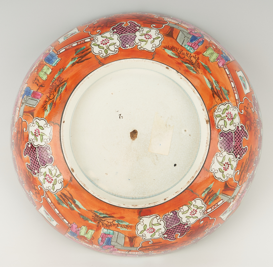 Lot 431: English Porcelain Punch Bowl & Chinese Gilt Panel