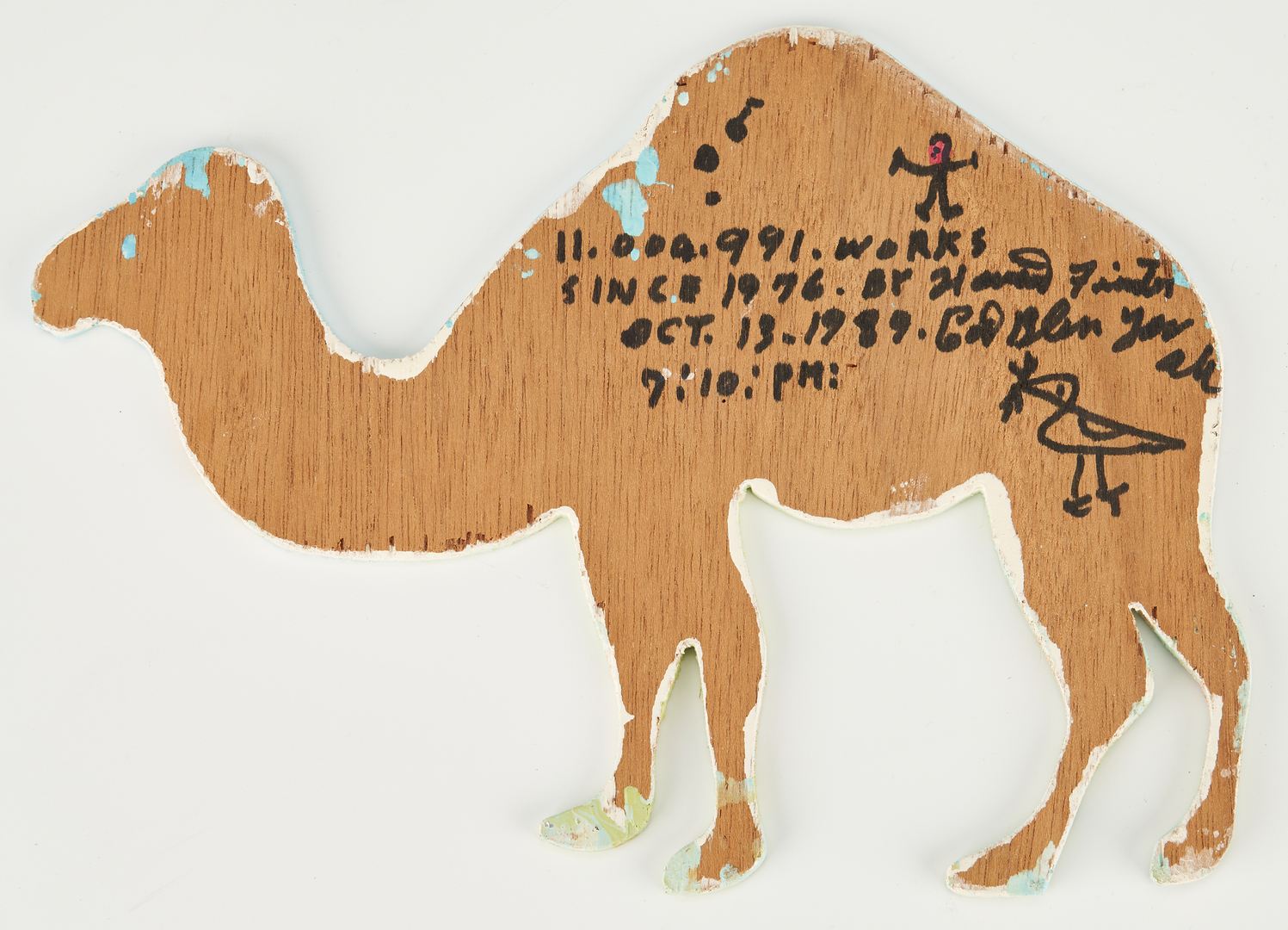 Lot 480: Finster Outsider Art Plaque, Camel and Dragon