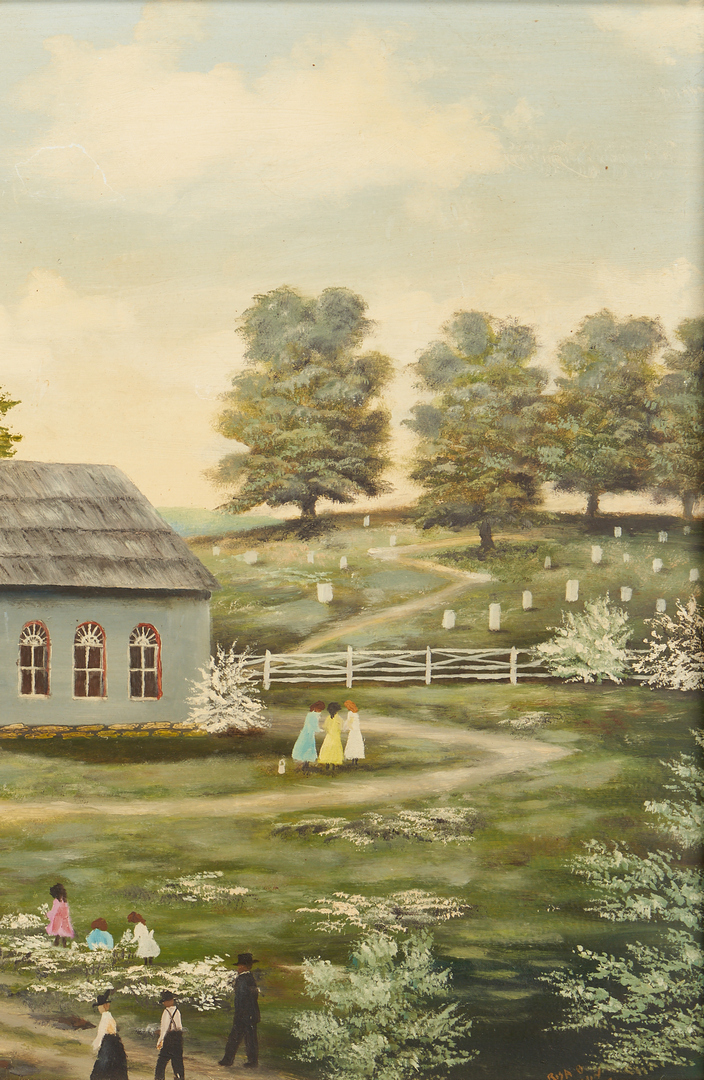 Lot 482: Rosa Brooks Beason KY Folk Art Amish Church Scene