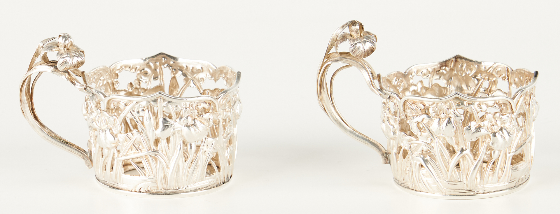 Lot 4: Meiji Japanese Export Silver and Porcelain Teacup Set, 56 pcs