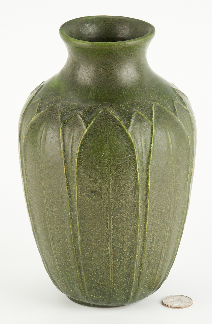 Lot 520: Grueby Faience Co. Art Pottery Vase, Lillian Newman