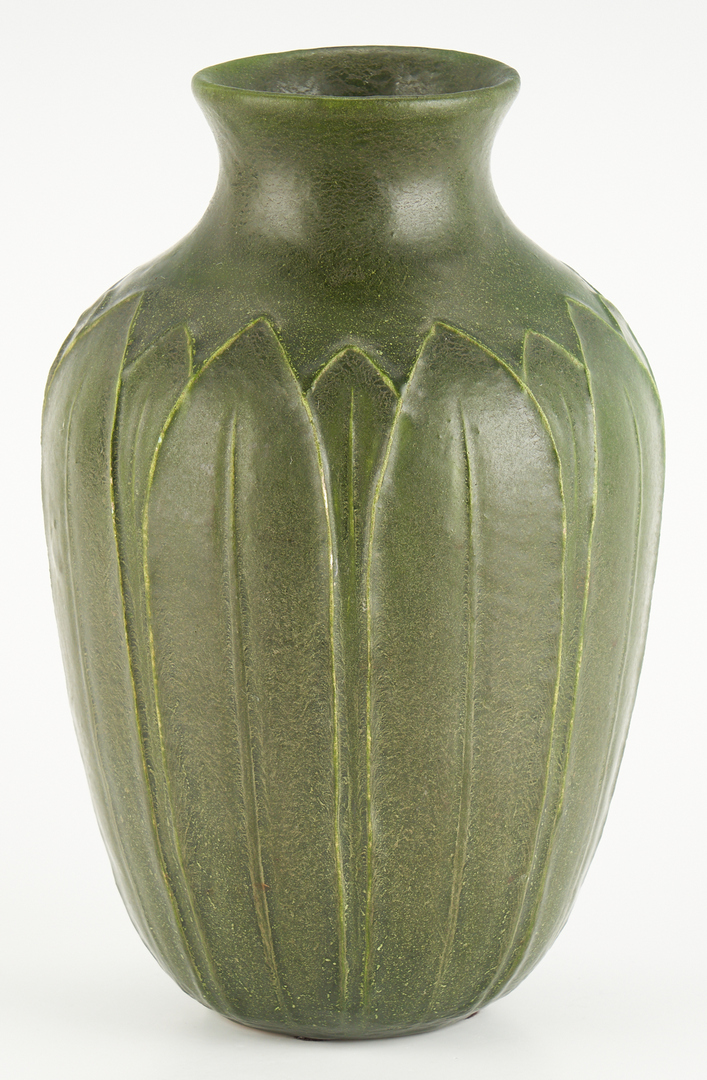 Lot 520: Grueby Faience Co. Art Pottery Vase, Lillian Newman