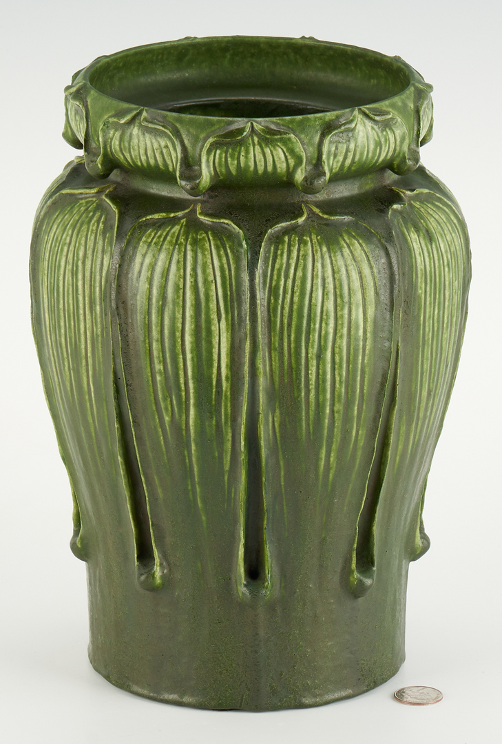 Lot 521: Grueby Faience Co. Pottery Vase, Kendrick Design