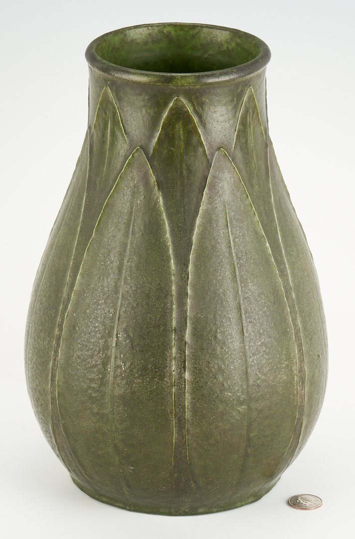 Lot 523: Tall Grueby Art Pottery Vase, Marie Seaman