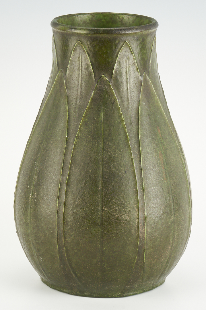 Lot 523: Tall Grueby Art Pottery Vase, Marie Seaman