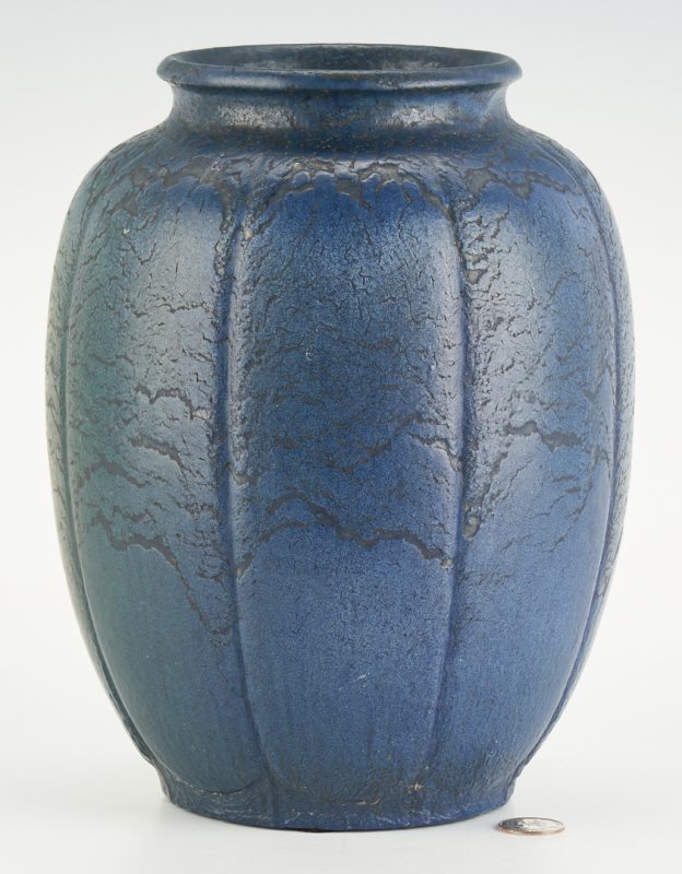 Lot 525: Grueby Art Pottery Vase, signed Marie Seaman