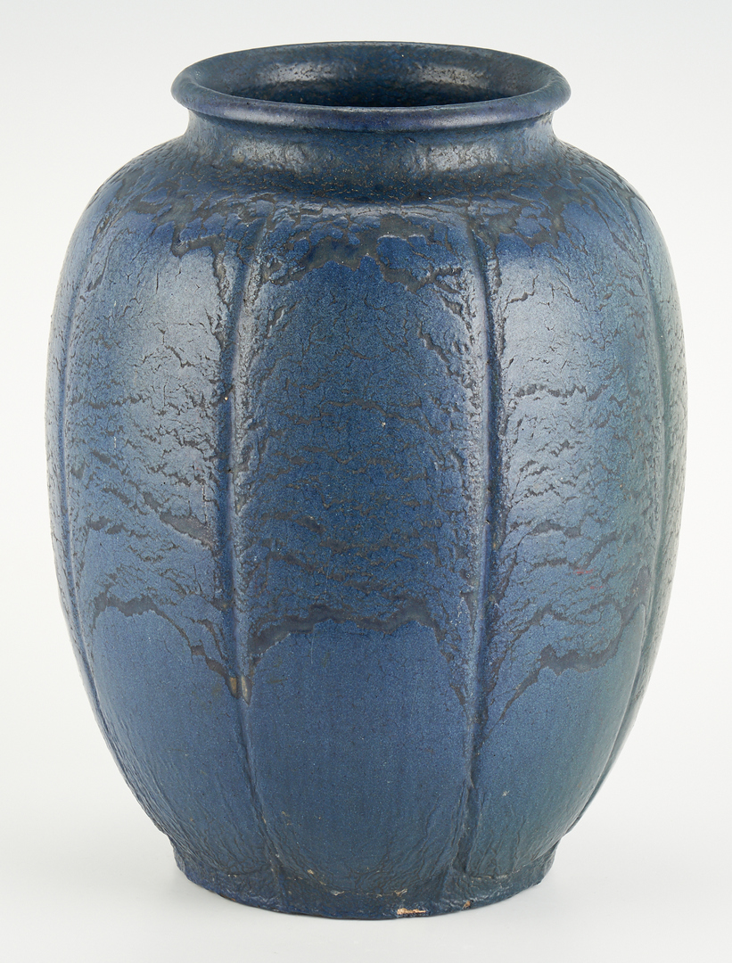 Lot 525: Grueby Art Pottery Vase, signed Marie Seaman