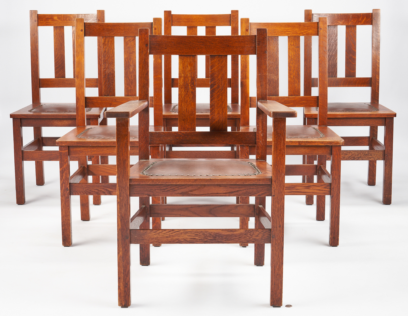 Lot 532: 6 Stickley Brothers Arts & Crafts Dining Chairs