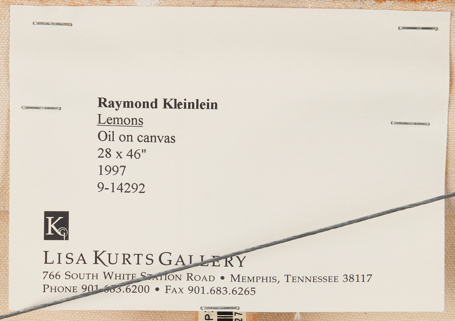Lot 577: Ray Kleinlein, Oil on Canvas Still Life, Lemons