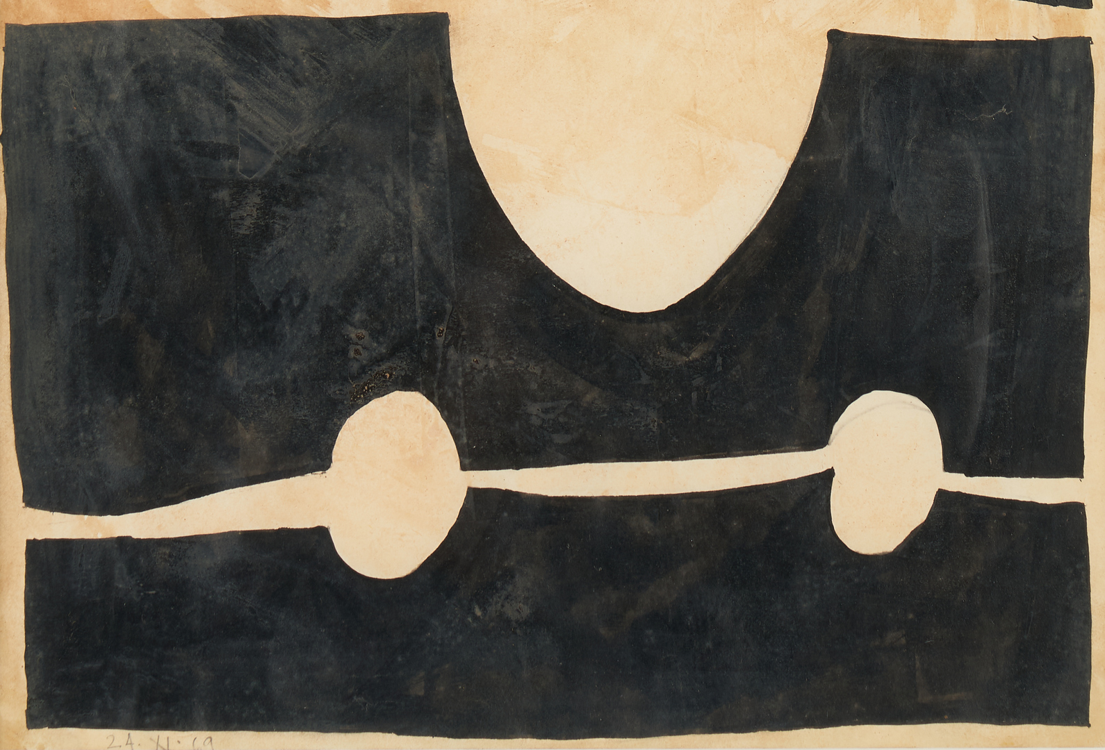 Lot 597: 2 Jorge Fick Abstract Paintings, Tan and Black