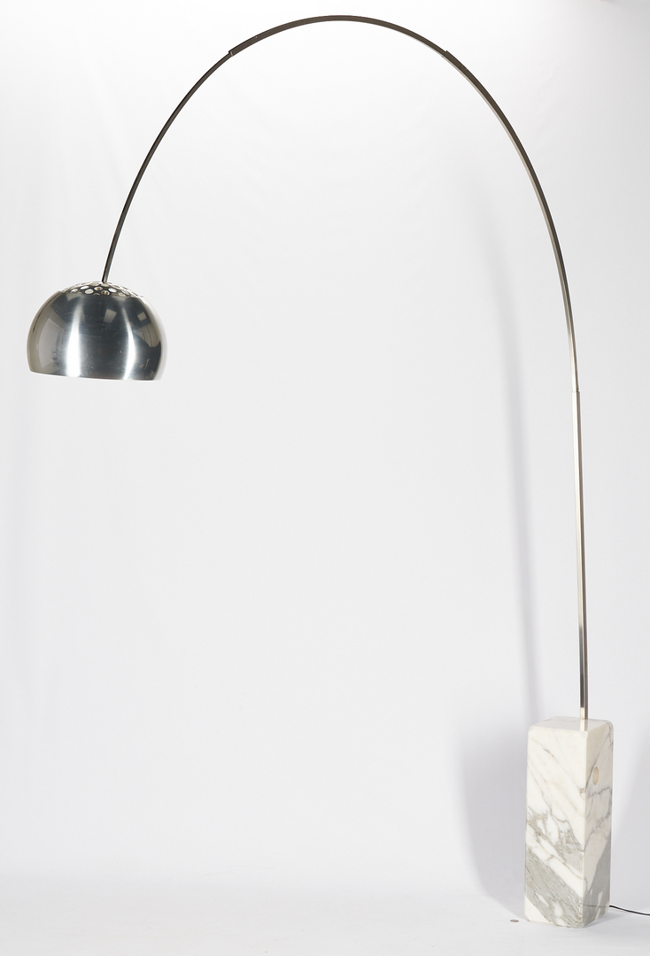 Lot 607: Italian Castiglioni Arco Floor Lamp w/ Marble Base, Mid-century
