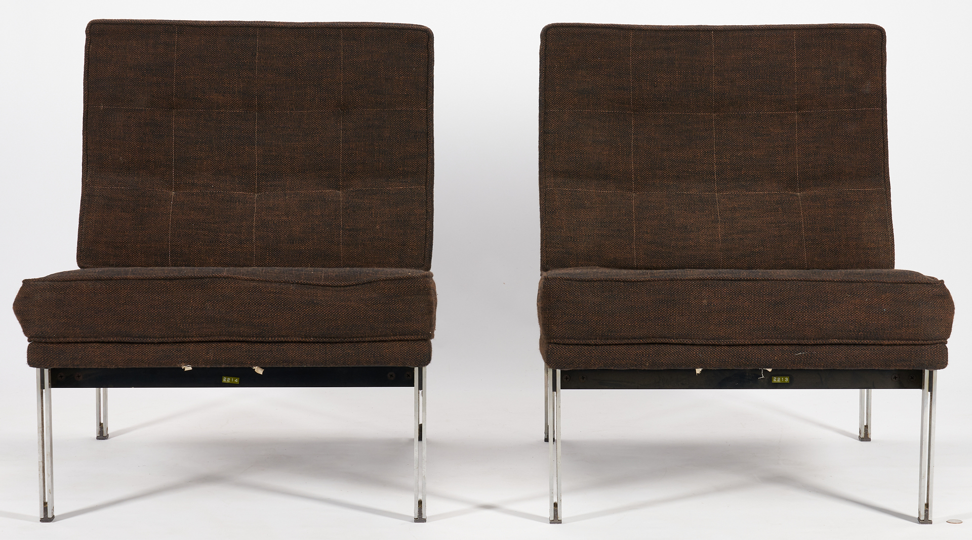 Lot 616: Pair Mid-Century Knoll Parallel Bar Slipper Chairs