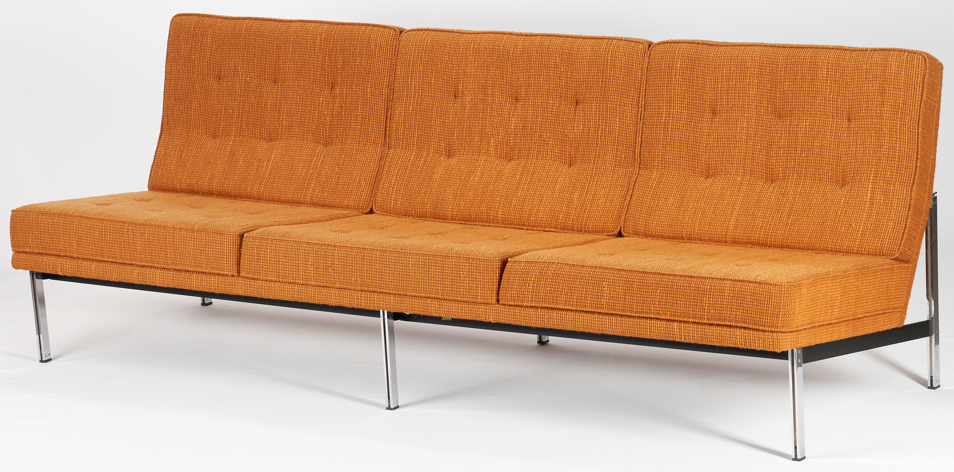 Lot 618: Pair of Mid Century Knoll Parallel Bar System Armless Sofas