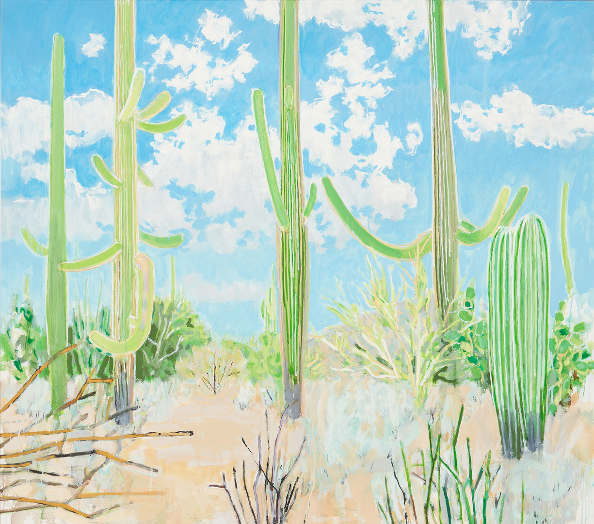 Lot 624: Douglas Denniston O/C Desert Landscape, "White Clouds"