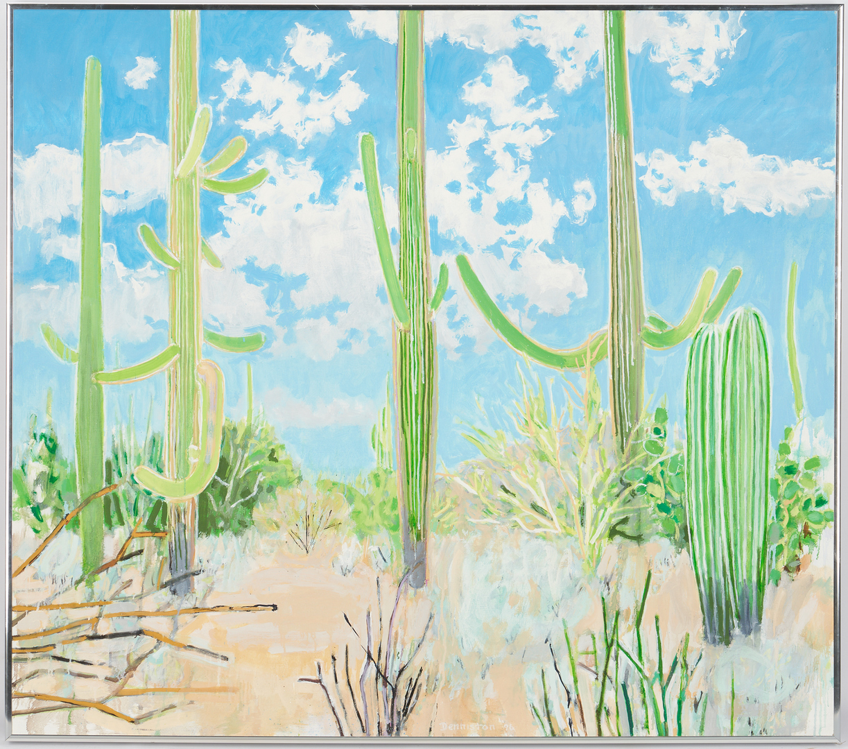 Lot 624: Douglas Denniston O/C Desert Landscape, "White Clouds"