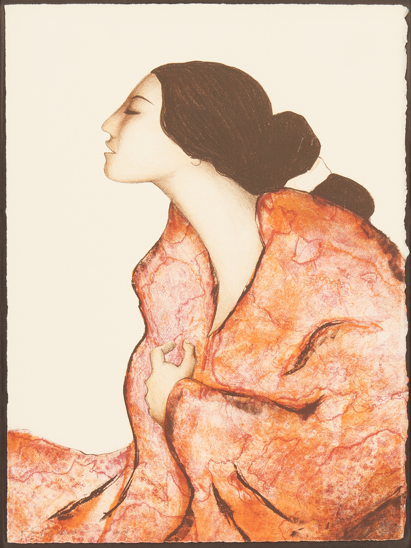 Lot 628: R.C. Gorman Native American Color Lithograph, Woman in Profile