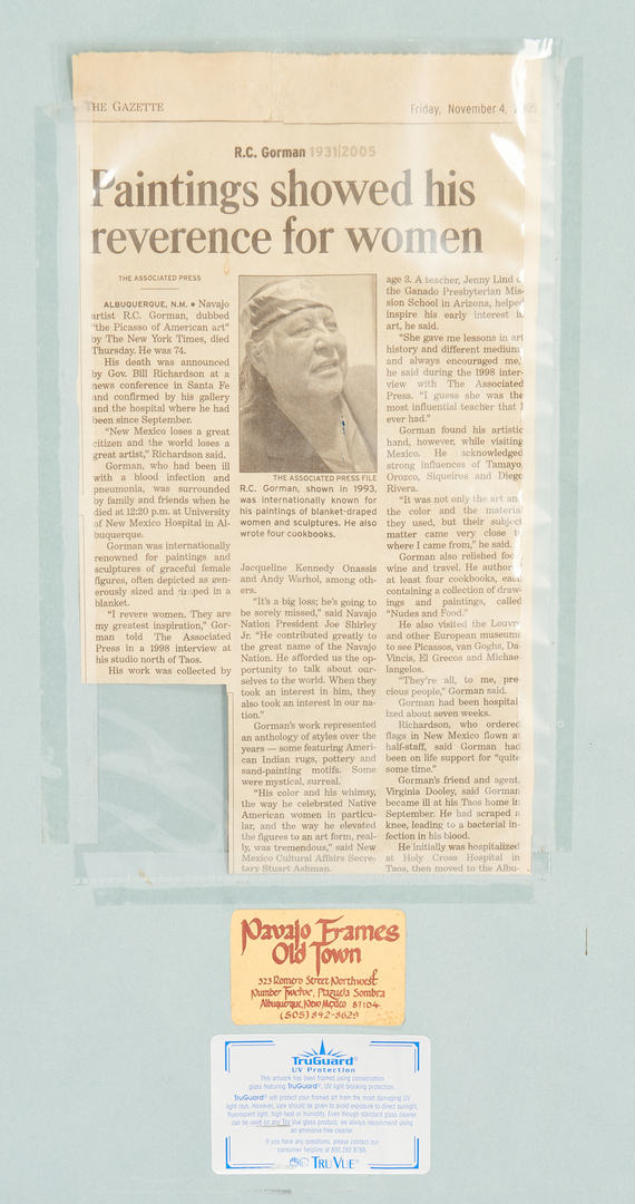 Lot 628: R.C. Gorman Native American Color Lithograph, Woman in Profile