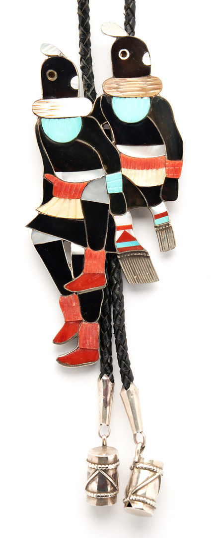 Lot 642: Large Zuni Dancer Bolo Tie, Mudhead, Marked E Z