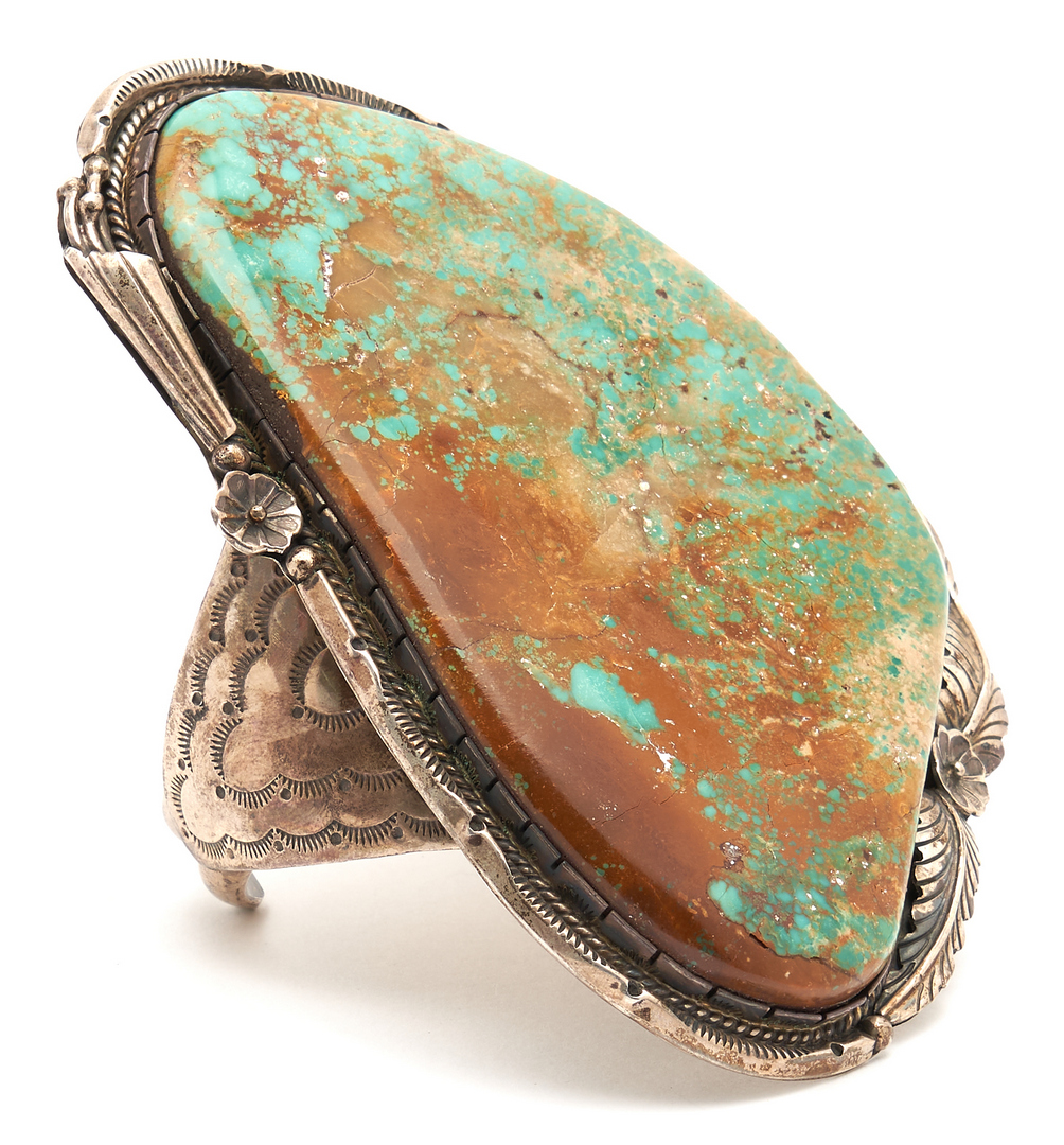 Lot 645: Native American Silver & Turquoise Belt and Cuff Bracelet