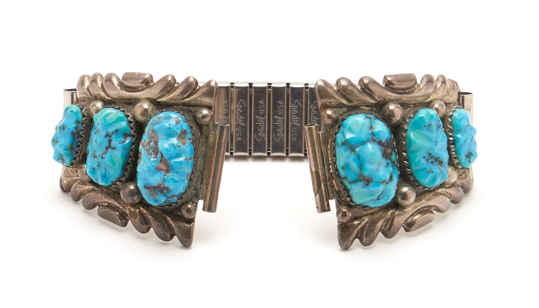Lot 647: 5 Native American Silver & Turquoise Jewelry Items