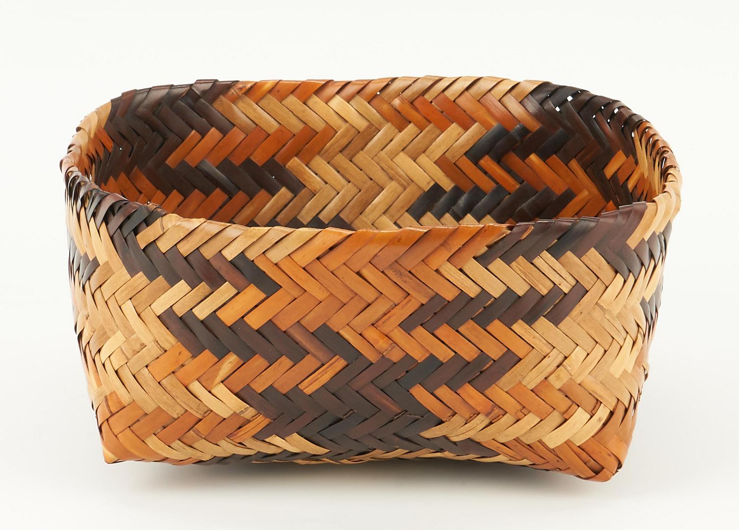 Lot 654: 2 Double Weave Rivercane Baskets, Cherokee & Choctaw