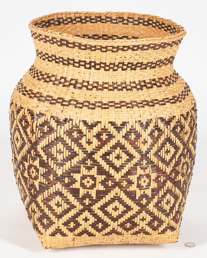 Lot 655: Very Large Native American Cherokee Rivercane Basket
