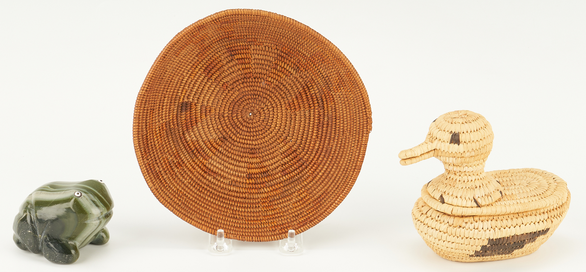 Lot 660: 5 Native American Decorative Items, incl. Papago & Hopi Baskets