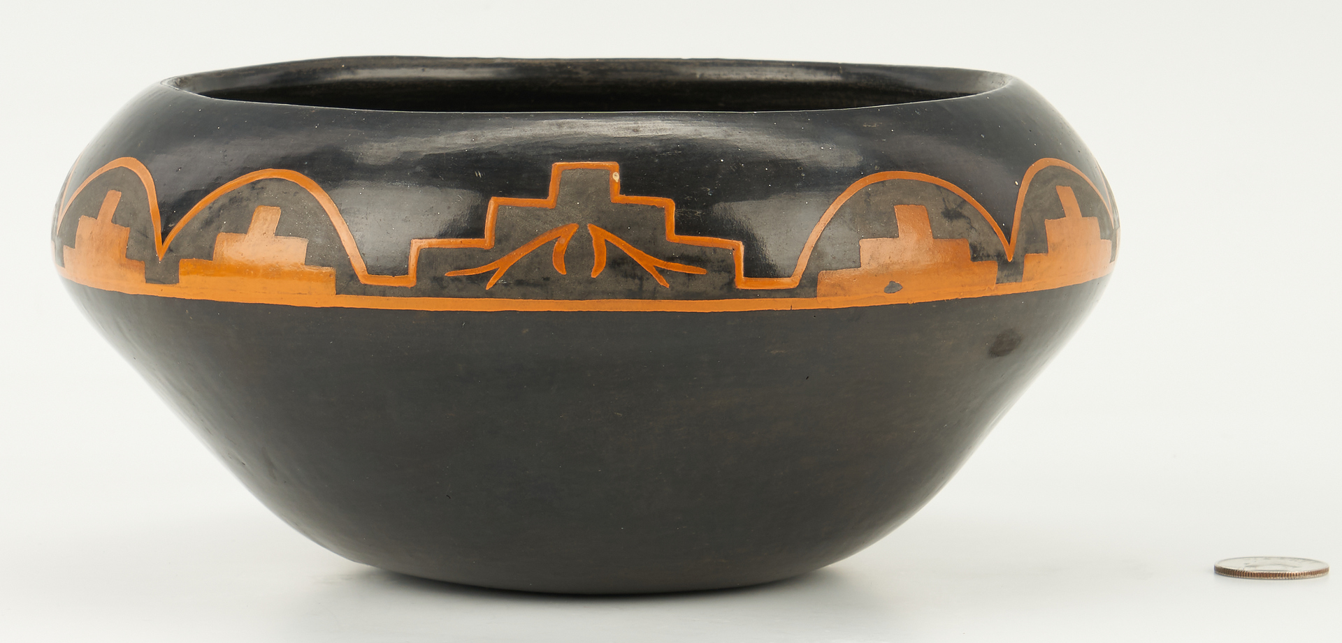 Lot 671: 2 Native American Santa Clara Pottery Items, incl. Mida Tafoya