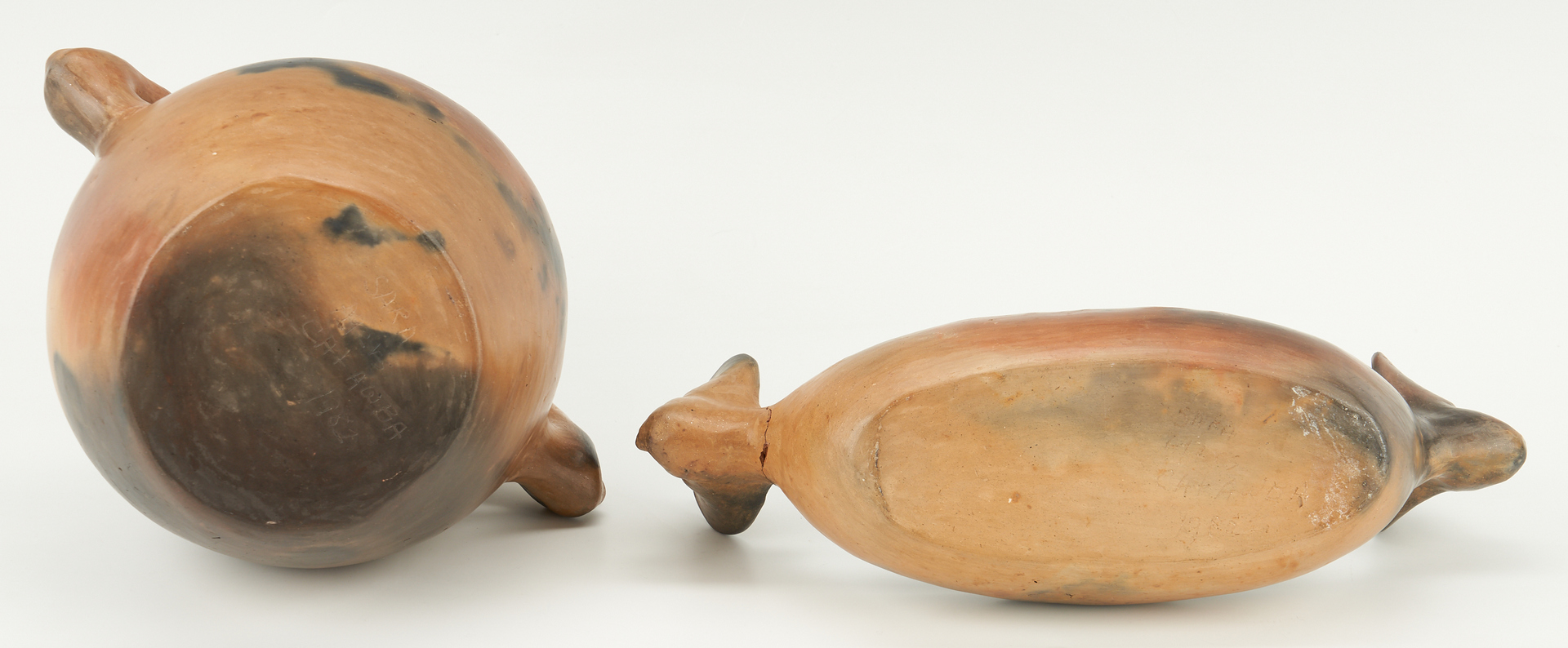 Lot 677: 4 Native American Pottery Pieces, incl. Cherokee & Catawba