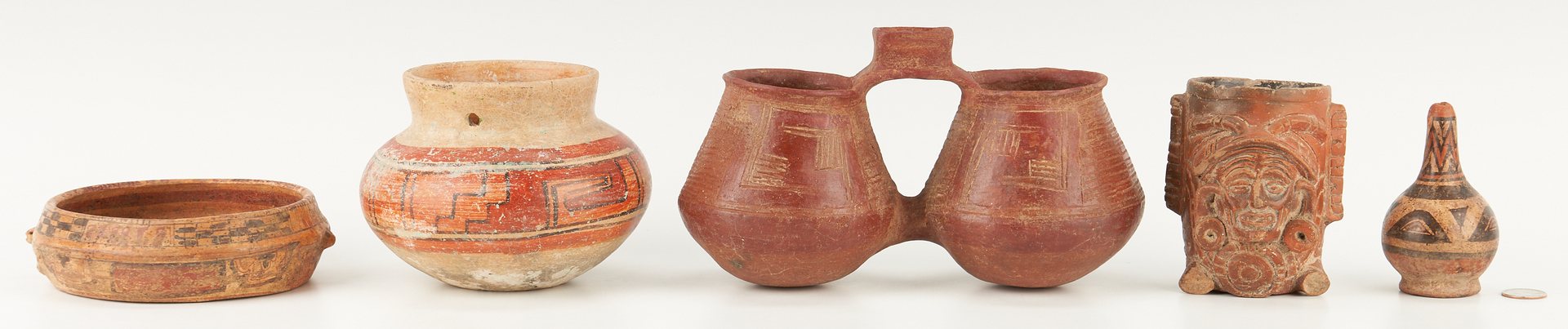 Lot 693: 5 Panamanian Cocle Pottery Items, incl. Animal Effigy